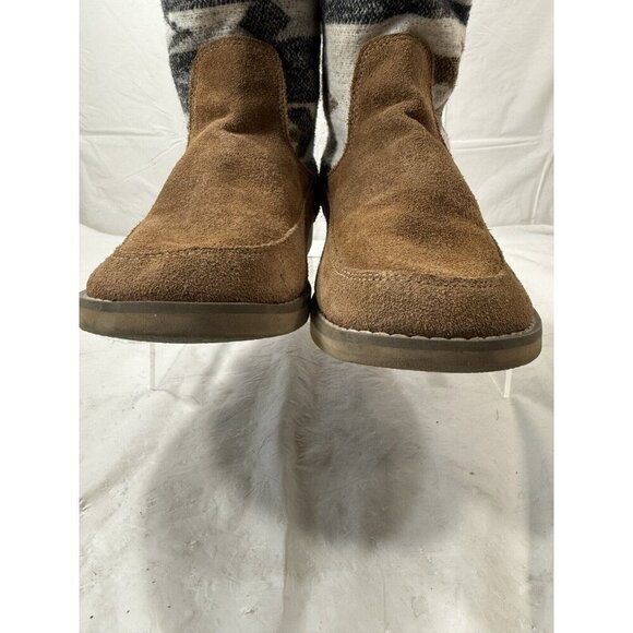 Sanuk Brown Navajo Suede Tall Faux Fur Boots Winter Warm Women's Sz 7 - Picture 3 of 15